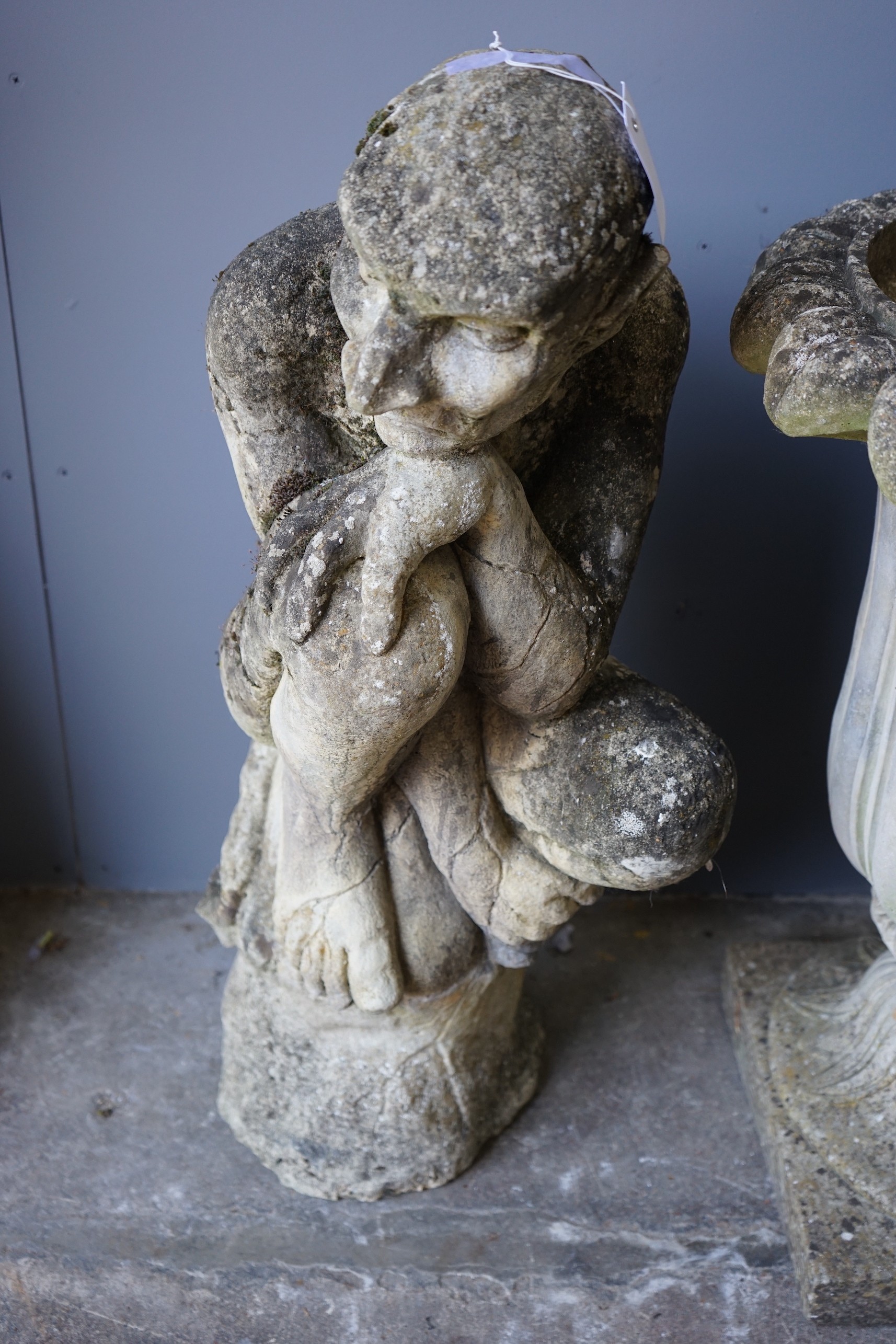 A reconsituted stone Golum garden ornament, height 78cm